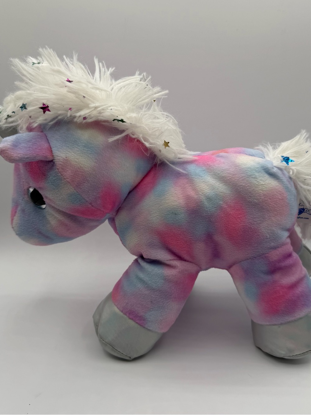 Pastel Rainbow Unicorn Plush 11” Hug fun Star Mane Fantasy Stuffed Toy
